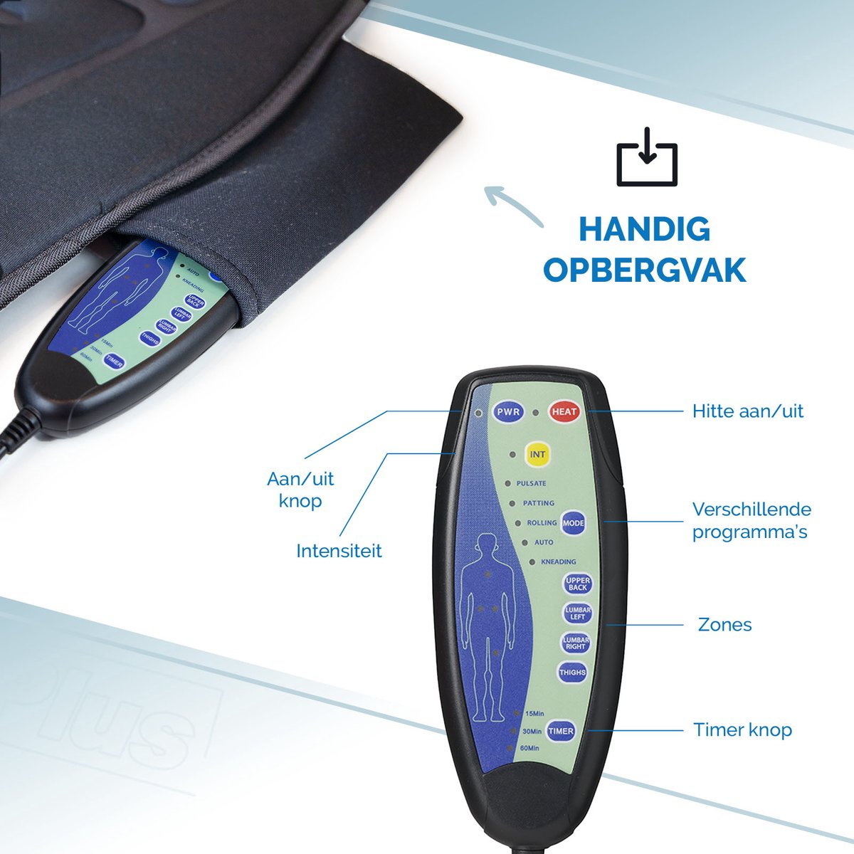 ProPlus Massagekussen - 115 x 47 cm - Verwarmingskussen Rug - afbeelding 3