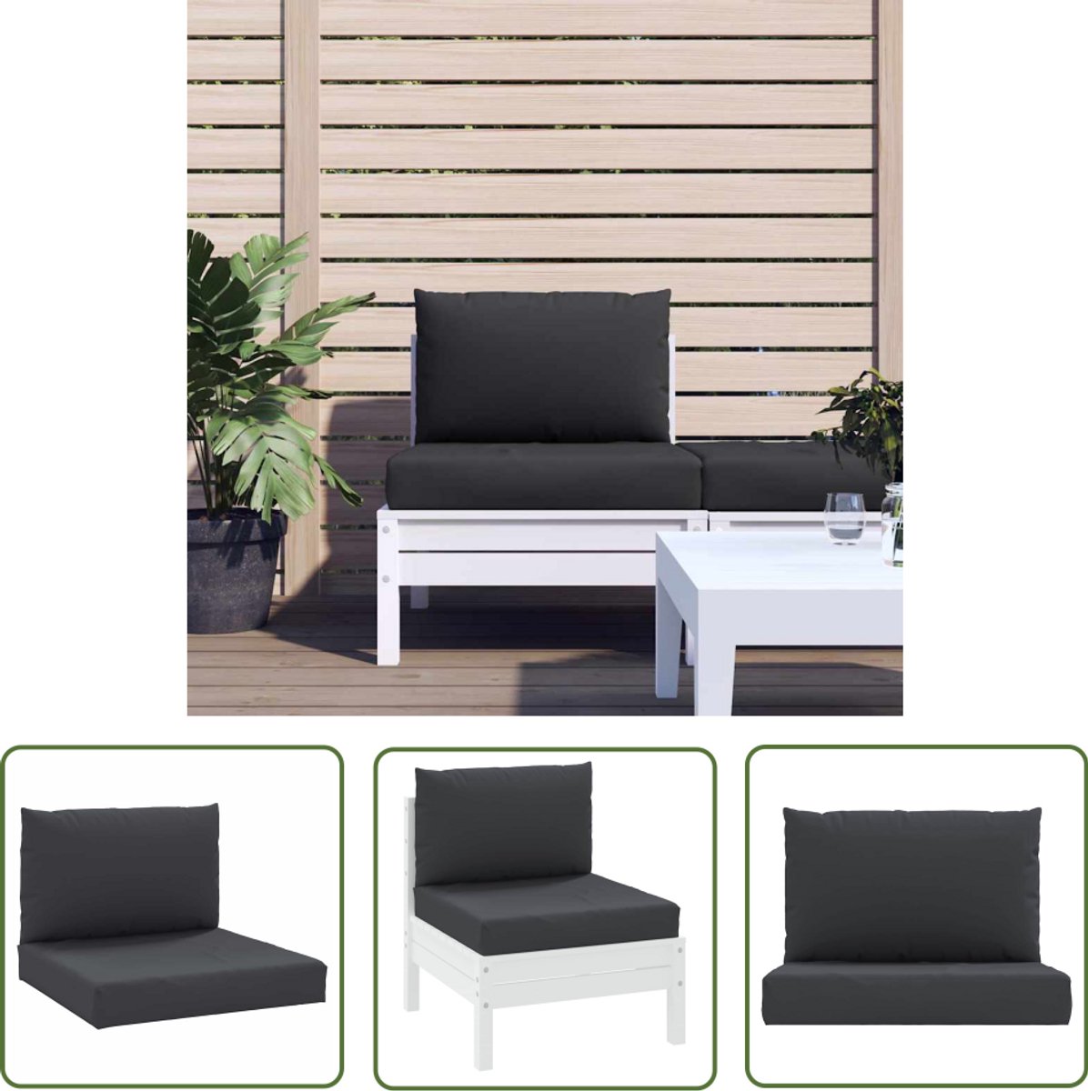 vidaXL Palletkussens 4 st 50x50x7 cm oxford stof zwart