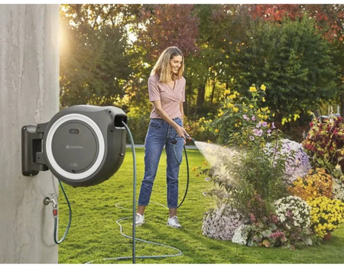 Gardena PowerRoll XL Dévidoir sur batterie Set - Gris-blanc - 40 m