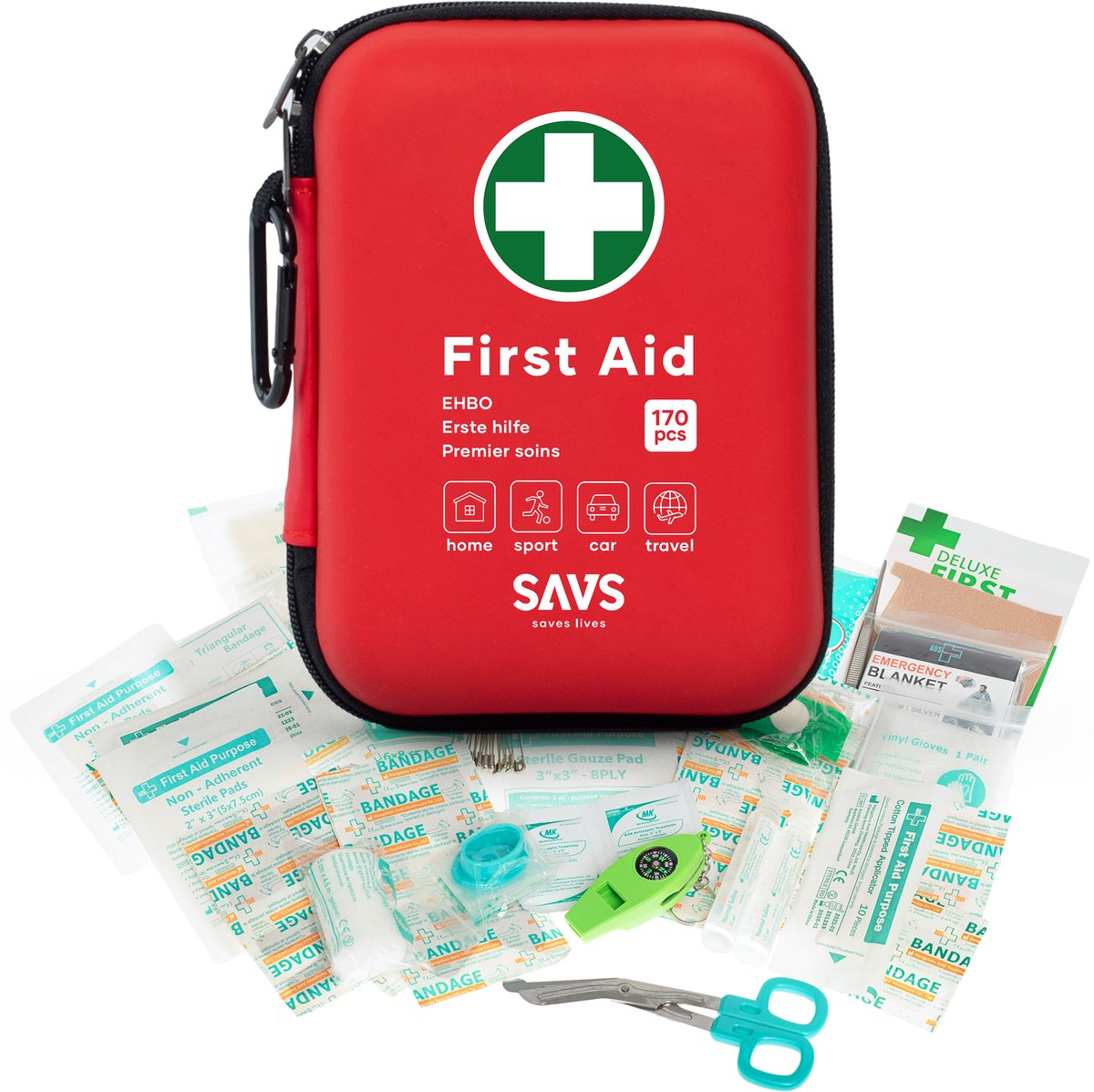TTIAYAO 1-delige EHBO-set voor auto en buiten, medicijntas met schouderriem, verbanddoos voor reisapotheek, First Aid Kit, ideaal voor noodrugzak, doktersbezoeken en verzorging, rood
