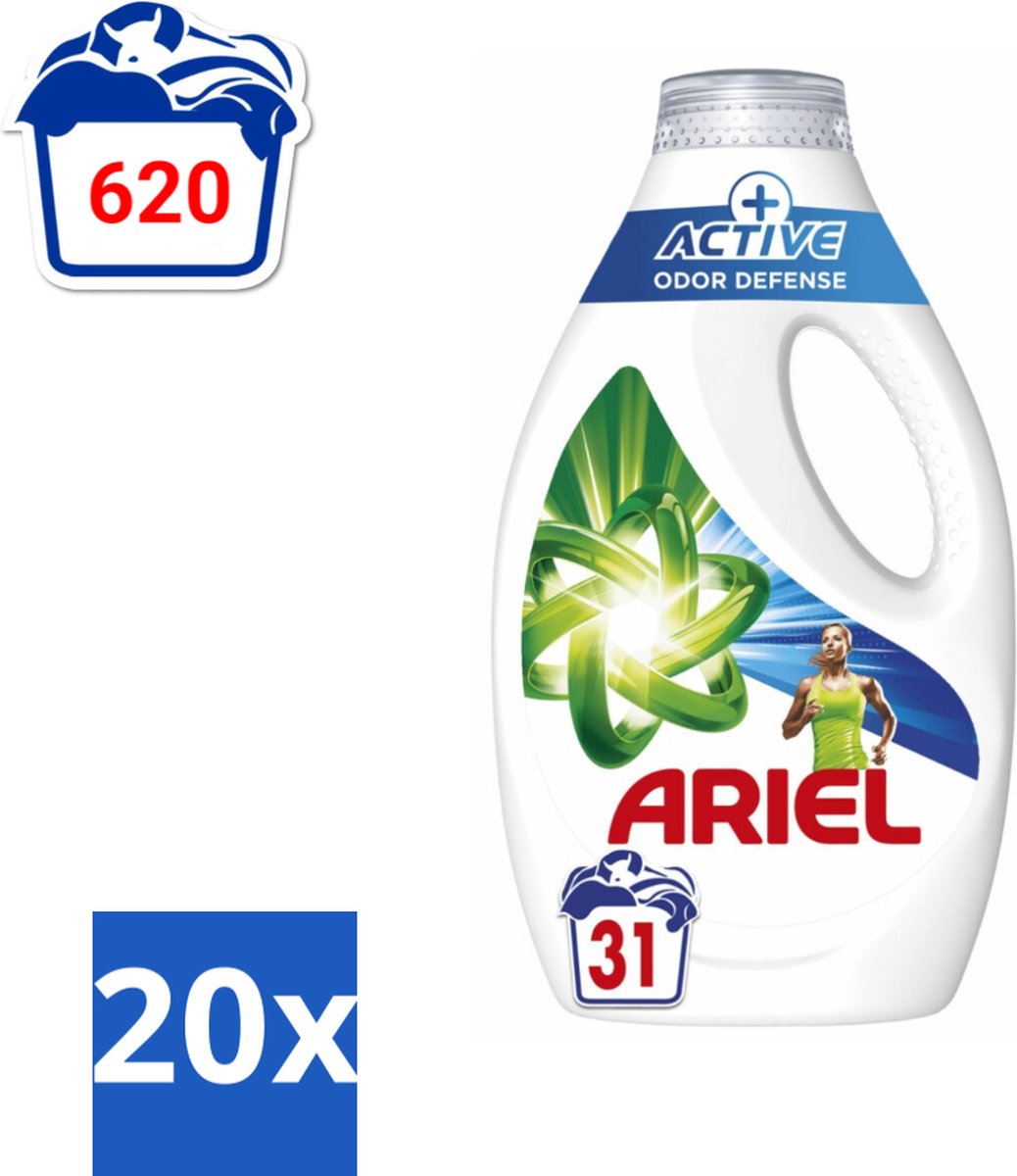 Ariel Original - Actieve Geurbestrijding - Vloeibaar Wasmiddel - Witte en Gekleurde Was - 31 Wasbeurten - Bulkverpakking - 20 stuks