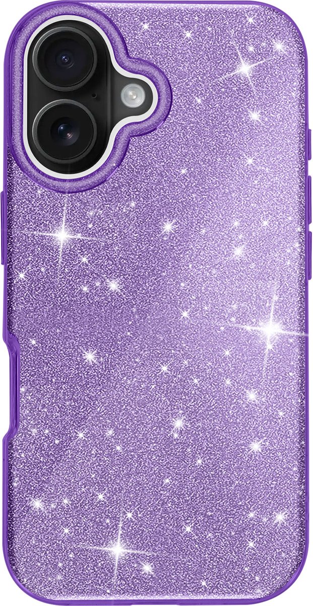 Avizar Ultradunne glitter case Geschikt voor Apple iPhone 16 Plus schokbestendig, Paars