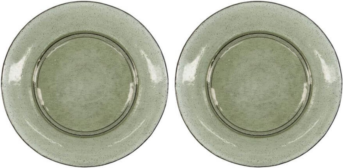 Bord Rain groen glas 27cm - 2 stuks