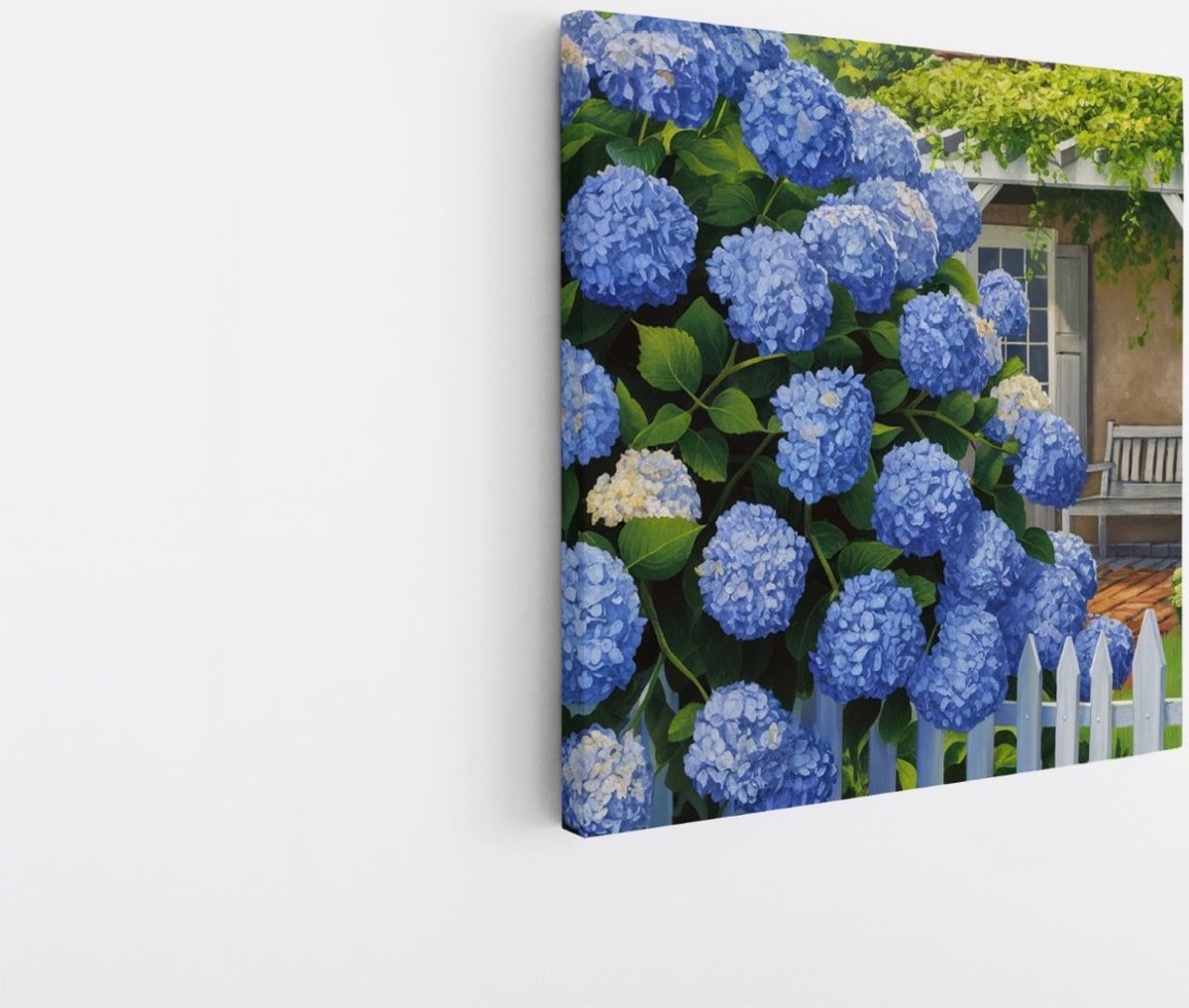 Saammp Canvas Schilderij - blauw - Abstract - Bloemen - Natuur - 100x100 - Foto op canvas - Wanddecoratie - Muurdecoratie Woonkamer - Kantoor Decoratie Multicolor
