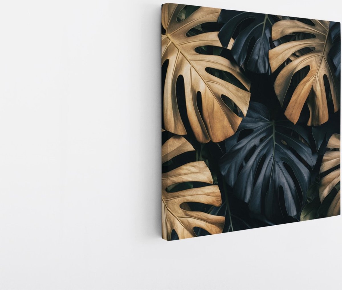 Saammp Canvas Schilderij - Goude Bladeren - Landschap - Natuur - 40x40 - Foto op canvas - Wanddecoratie - Muurdecoratie Woonkamer - Slaapkamer decoratie - Canvas Print Multicolor