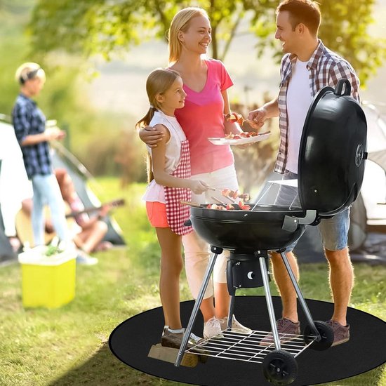 Vuurschaalonderlegger, vuurvaste BBQ-grillmat, rond, zwart, vuurvaste Vuurschaalonderlegger, vuurvaste BBQ-grillmat, rond, zwart, vuurvaste