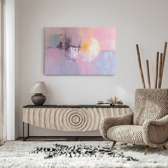 Tableau sur toile Saammp - Rose - pastel - Abstrait - 100x75 - Photo sur toile - Décoration murale - Décoration murale Salon - Décoration chambre - Impression sur toile