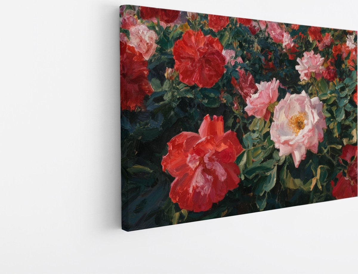 Saammp Canvas Schilderij - Gekleurde Rozen - Bloemen - Abstract - 70x50 - Foto op canvas - Wanddecoratie - Muurdecoratie Woonkamer - Kantoor Decoratie Multicolor