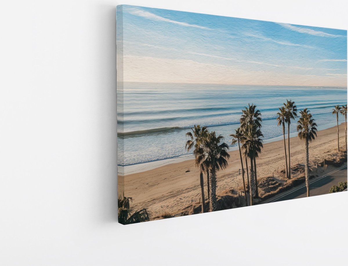 Saammp Canvas Schilderij - Strand met palmbomen - Landschap - Natuur - 120x80 - Foto op canvas - Wanddecoratie - Muurdecoratie Woonkamer - Slaapkamer decoratie - Canvas Print Multicolor