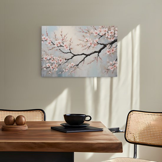Tableau sur toile Saammp - Fleur rose sur branche - Abstrait - 50x40 - Photo sur toile - Décoration murale - Décoration murale murale Salon - Décoration bureau