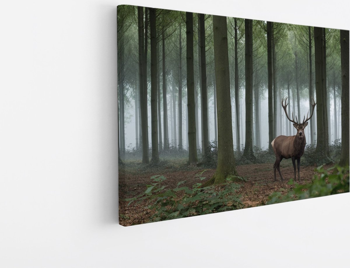 Saammp Canvas Schilderij - Hert in de Natuur - Dieren - 30x20 - Foto op canvas - Wanddecoratie - Muurdecoratie Woonkamer - Slaapkamer decoratie - Canvas Print Multicolor