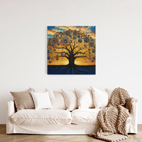 Saammp Canvas Schilderij - Spirutuele boom - Landschap - Natuur - 20x20 - Foto op canvas - Wanddecoratie - Muurdecoratie Woonkamer - Slaapkamer decoratie - Canvas Print