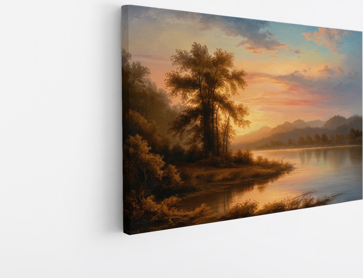 Saammp Canvas Schilderij - Abstract landschap - Bloemen - Natuur - 90x60 - Foto op canvas - Wanddecoratie - Muurdecoratie Woonkamer - Slaapkamer decoratie - Canvas Print Multicolor