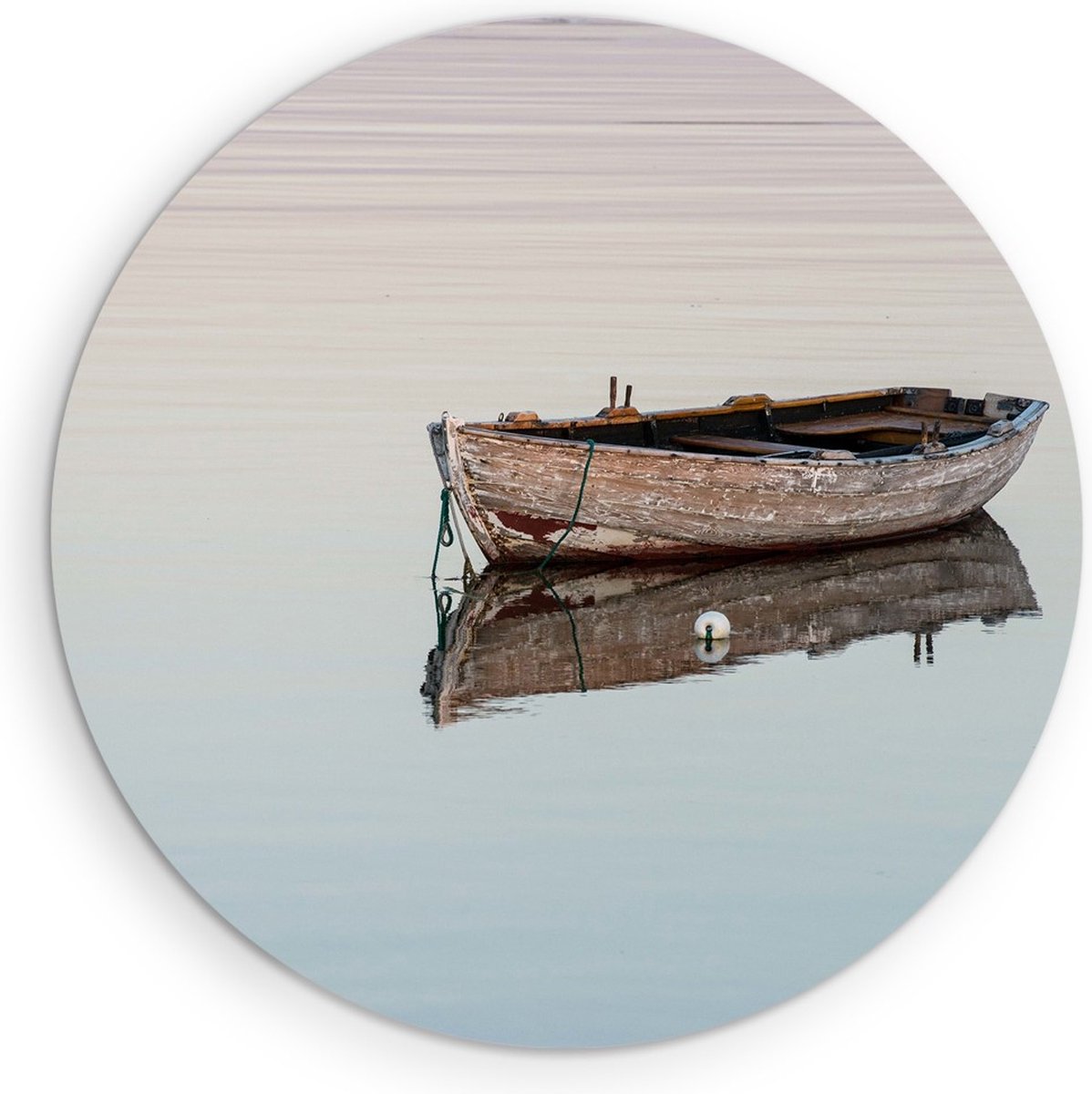 Saammp Forex Muurcirkel - Eenzame boot- Abstract - Ø 60 - Wandcirkel - Wanddecoratie Cirkel - Muurdecoratie Woonkamer - Slaapkamer decoratie - Rond Schilderij