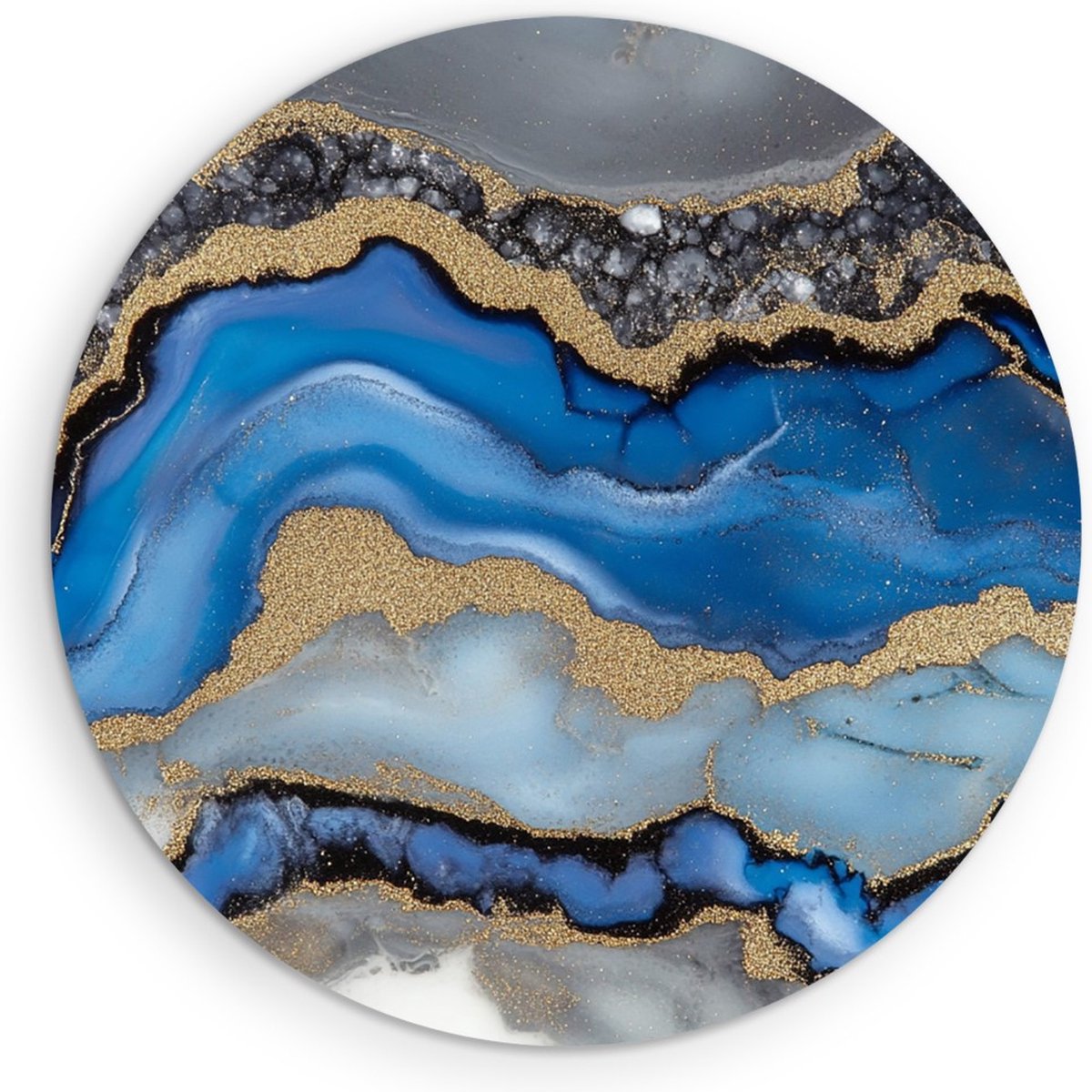 Saammp Muurcirkel Hout - Gekleurd marmer - Abstract - Ø 60 - Wandcirkel - Wanddecoratie Cirkel - Muurdecoratie Woonkamer - Slaapkamer decoratie - Rond Schilderij