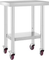 Bol.com Grijze Verrijdbare Werktafel - RVS - Met Zwenkwielen - 85 cm Hoog aanbieding