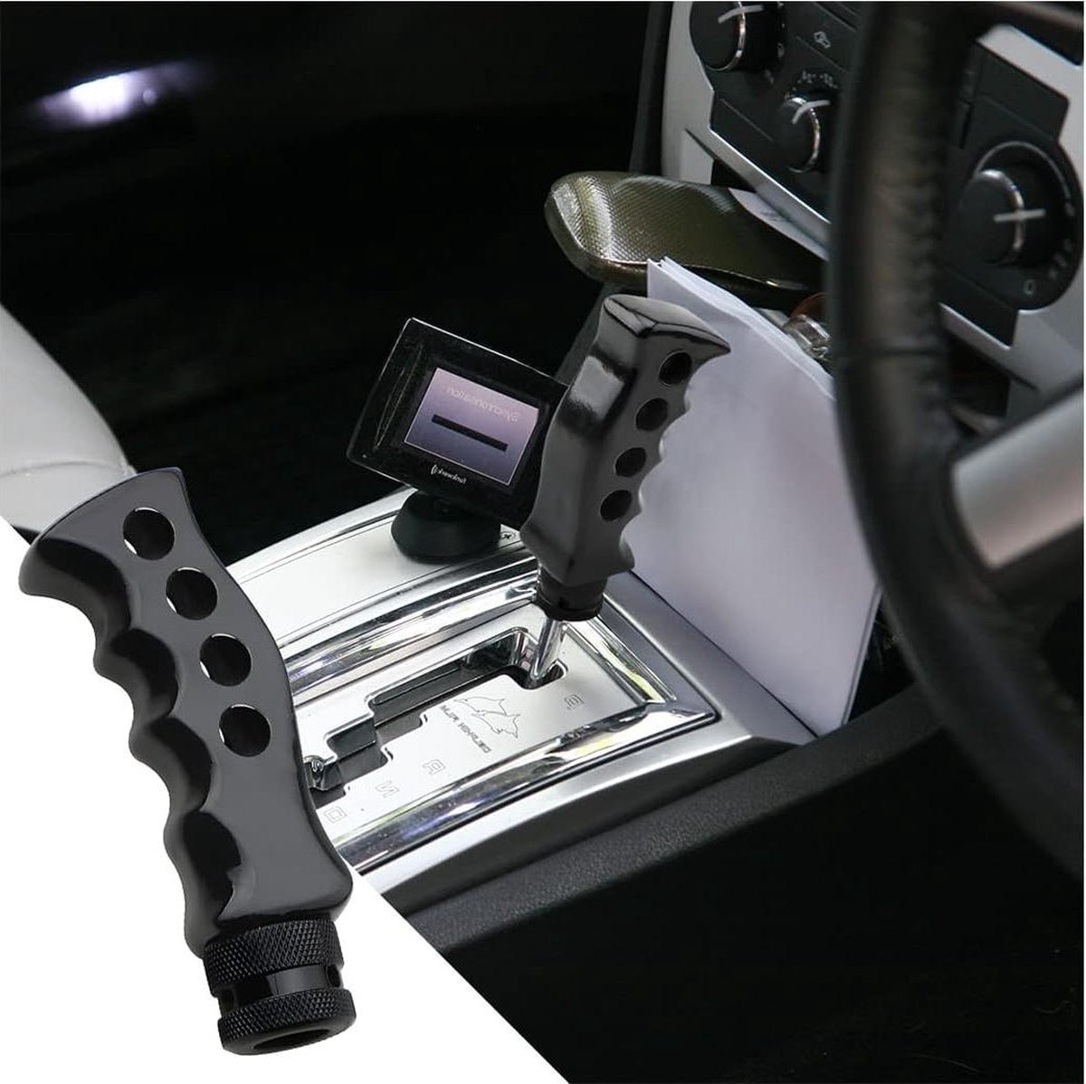 Auto grip mes handvat versnelling - handmatige en automatische transmissie auto versnellingspook knop met adapter, schroeven en sleutel - interieur auto versnellingshendel schakelhendel (zwart) .
