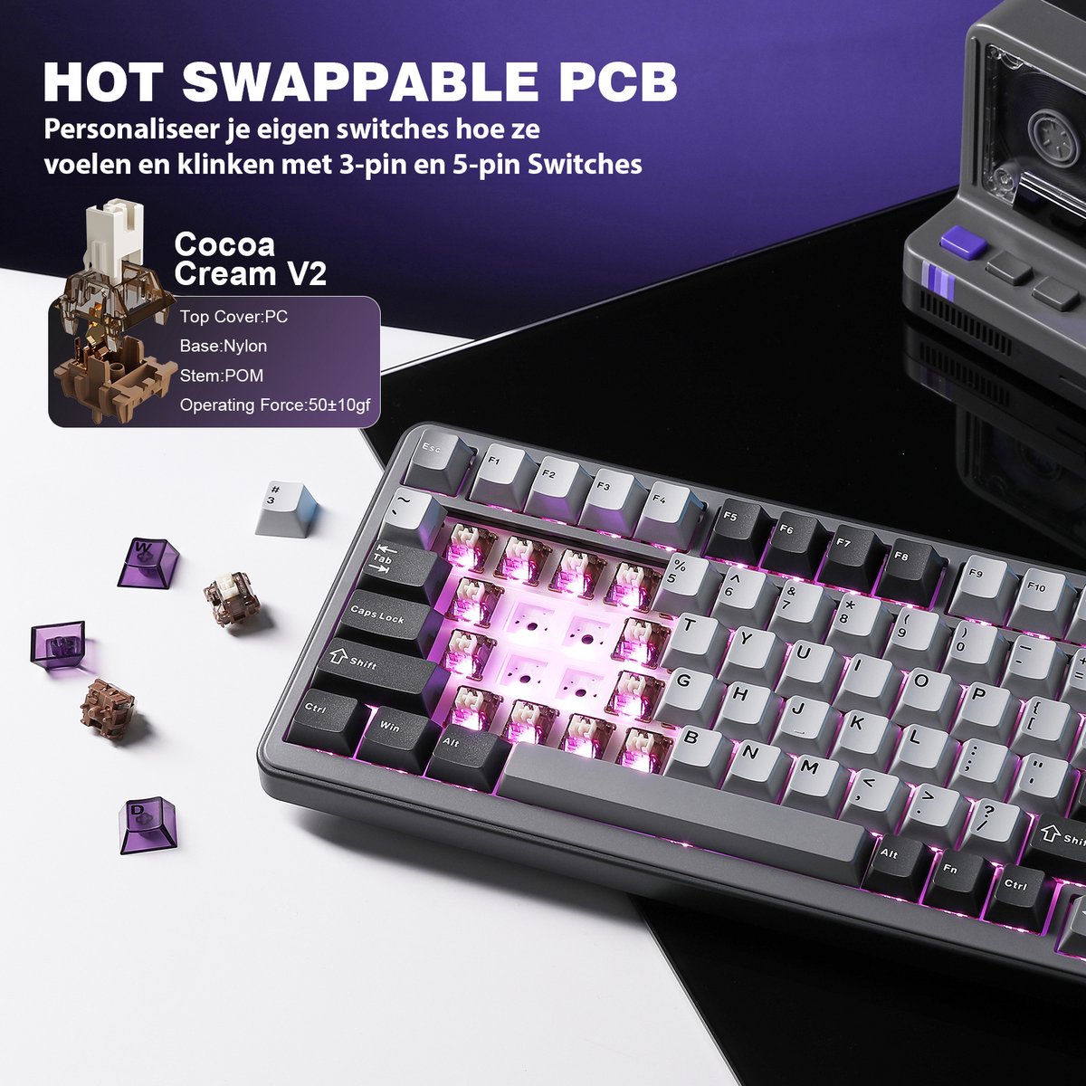 Yunzii B75 Pro Mechanisch Gaming Keyboard RGB thumbnail 5
