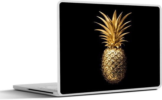 Laptop sticker - 14 inch - Ananas - Zwart - Goud - Luxe - 32x5x23x5cm - Laptopstickers - Laptop skin - Cover