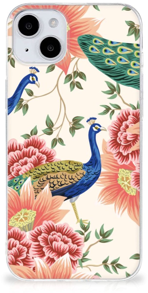 TPU Hoesje voor iPhone 15 Pink Peacock