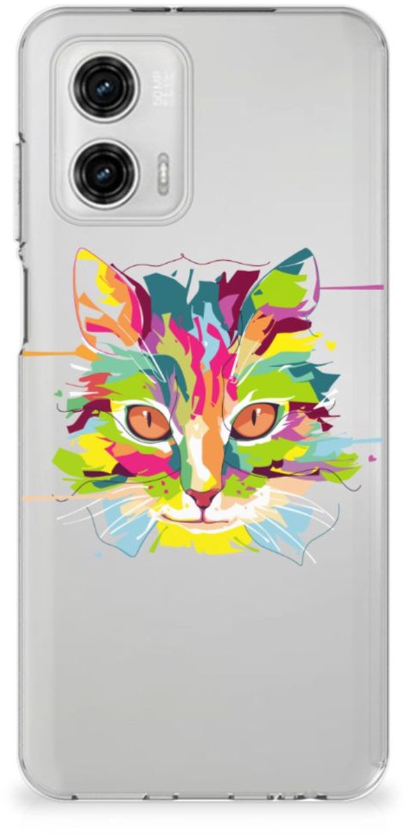 Motorola Moto G73 Telefoonhoesje met Naam Cat Color