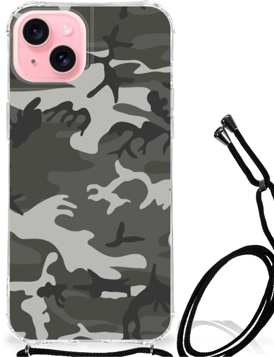 iPhone 15 Plus Doorzichtige Silicone Hoesje Army Light