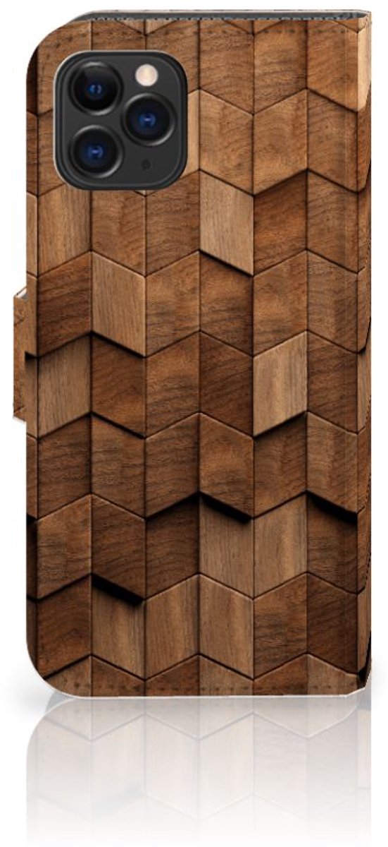Book Style Case voor Apple iPhone 11 Pro Wooden Cubes