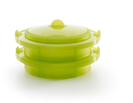 Lékué Magnetron Stoompan - Stapelbaar - Siliconen - Green
