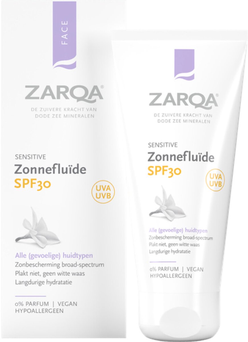Goedkoopste 3x Zarqa Zonnefluïde SPF 30 Sensitive 50 ml