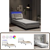 Cadre de lit vidaXL avec éclairage LED en similicuir blanc 90 x 190 cm