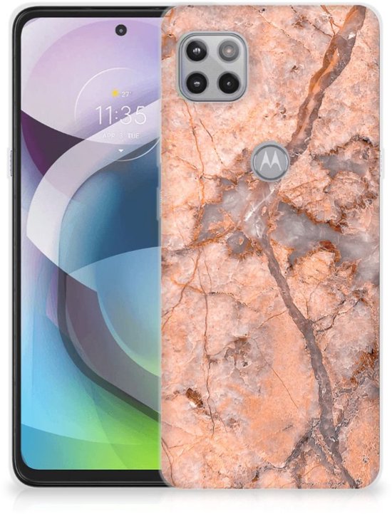 Coque Téléphone pour Motorola Moto G 5G Bumper Housse Etui Orange De Marbre
