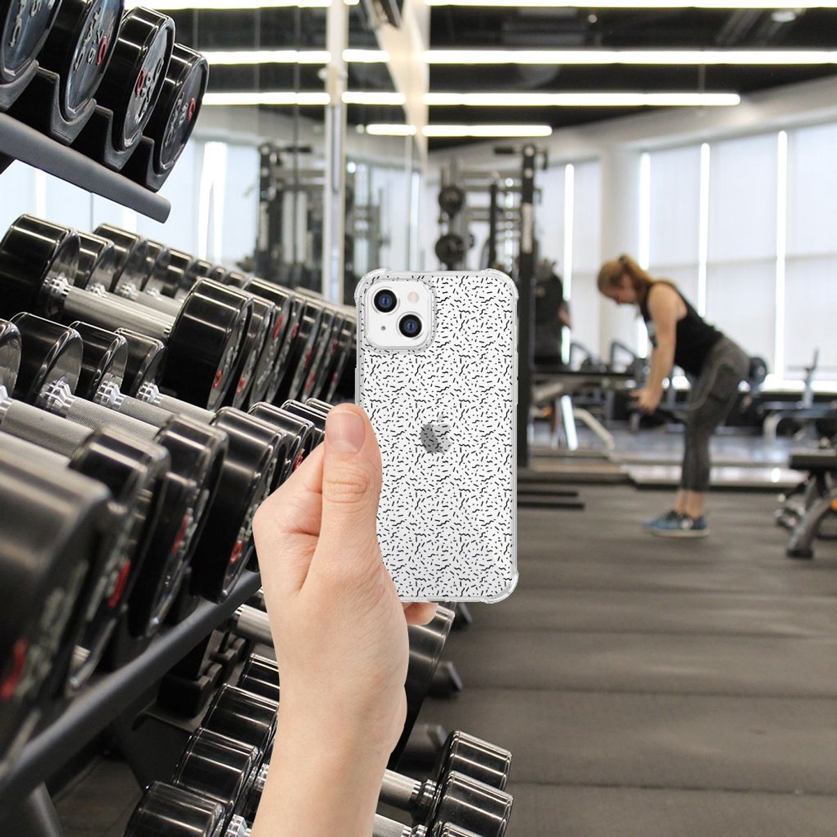 iPhone 14 Doorzichtige Silicone Hoesje Stripes Dots