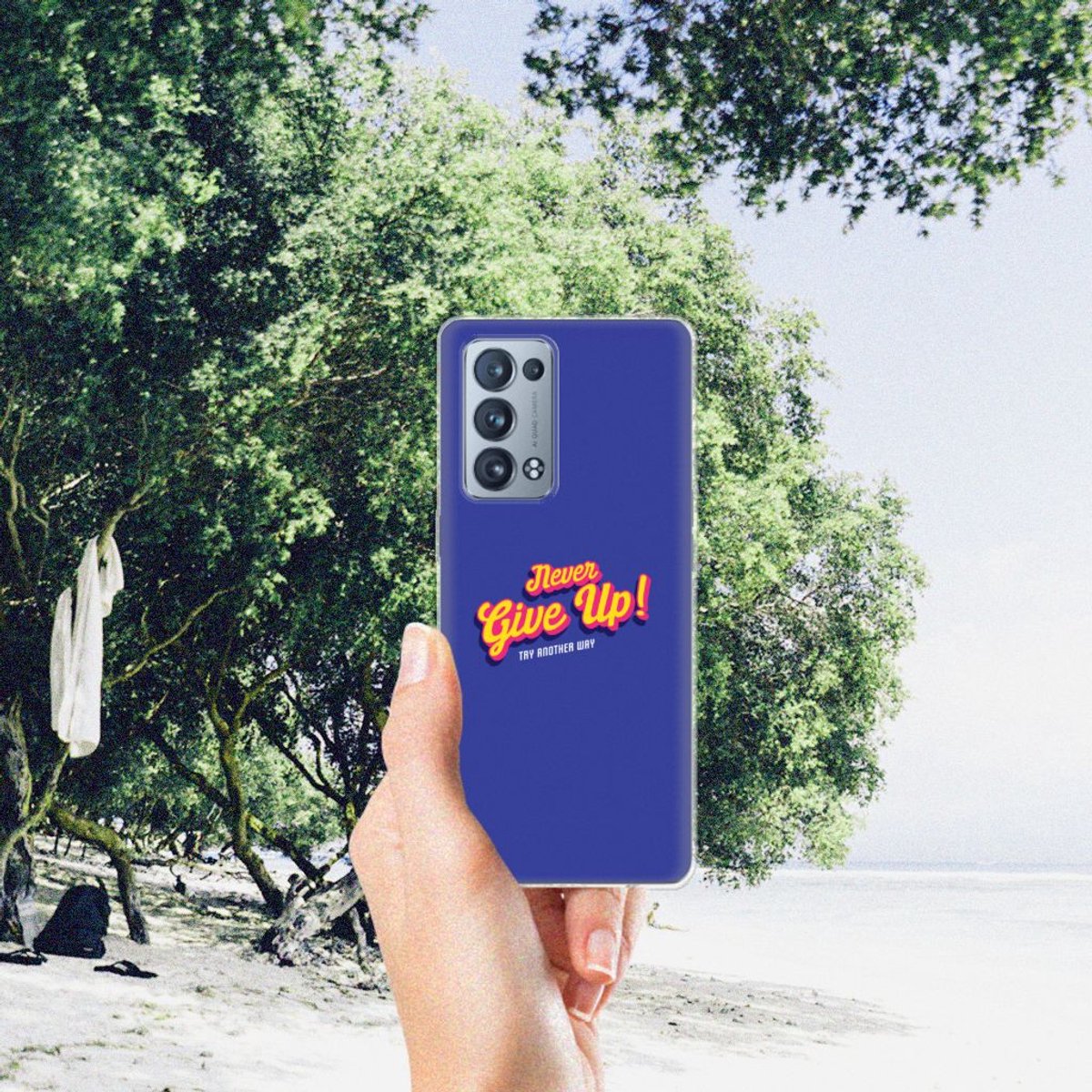 OPPO Reno 6 Pro Plus 5G Siliconen hoesje met naam Never Give Up