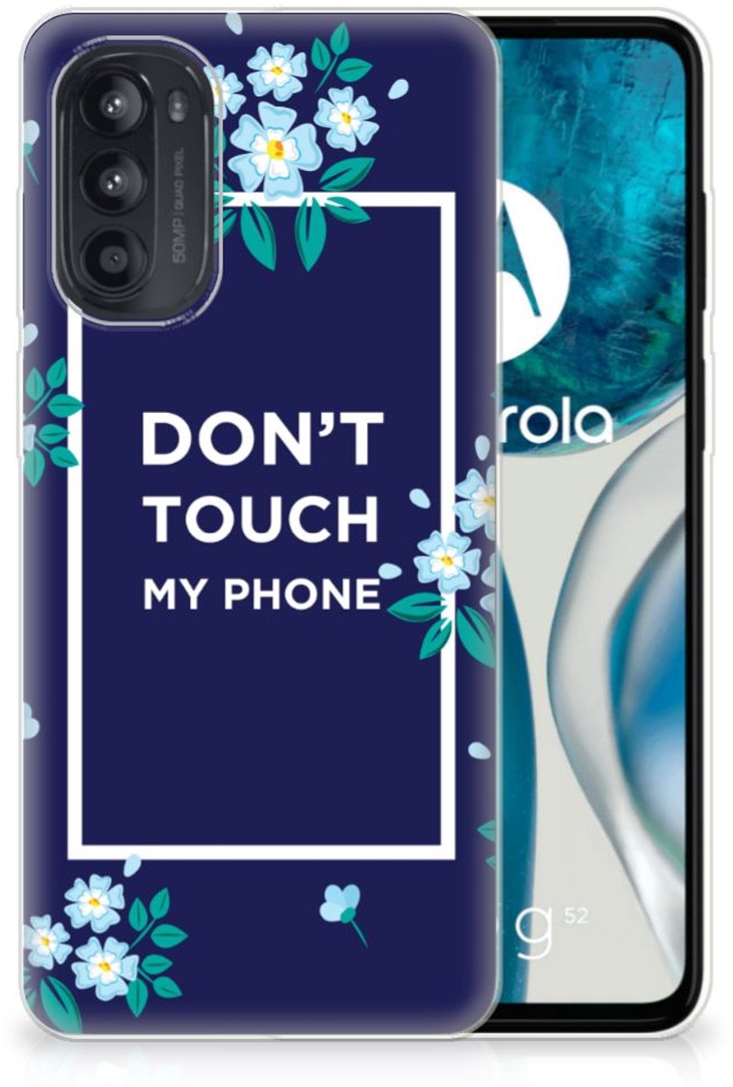Motorola Moto G52/G82 Silicone-hoesje Flowers Blue DTMP