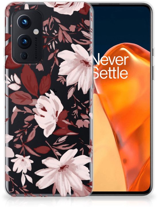 Coque Téléphone pour OnePlus 9 Housse TPU Silicone Etui Fleurs Aquarelle