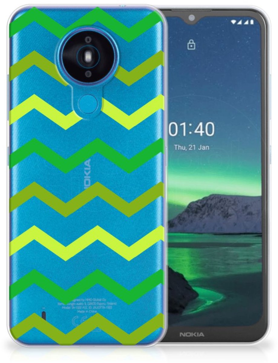 Nokia 1.4 TPU bumper Zigzag Groen