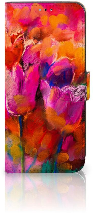 Étui pour téléphone portable OPPO A16/A16s | Couverture OPPO A54s avec des tulipes de texte