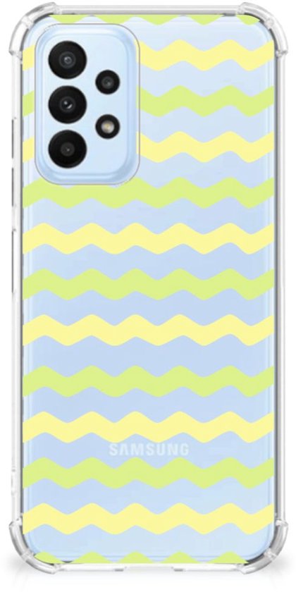 Trendy de Housses de téléphone Samsung Galaxy A23 Coque de téléphone avec bord transparent Waves Yellow
