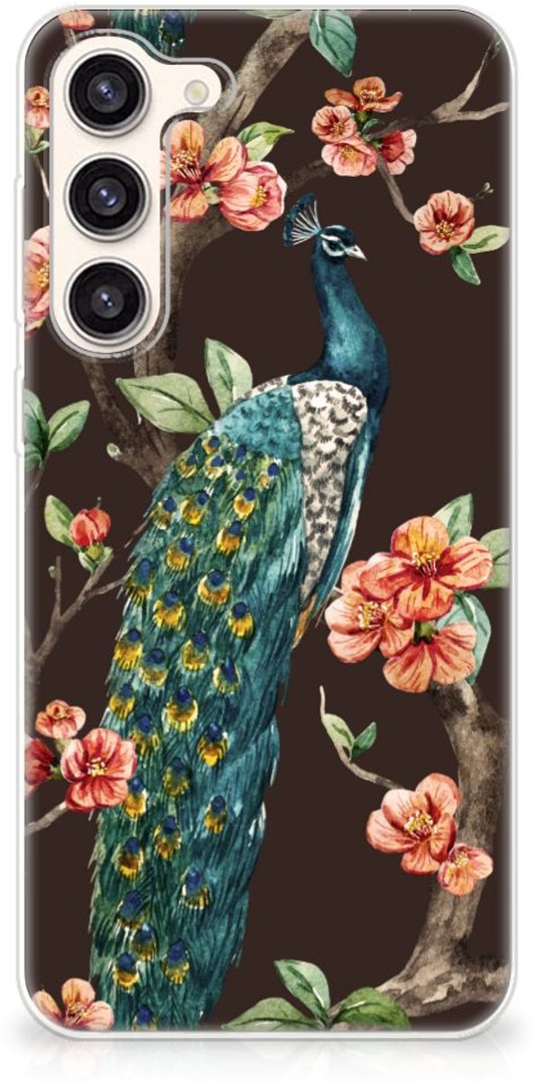 Samsung Galaxy S23 Plus TPU Hoesje Pauw met Bloemen