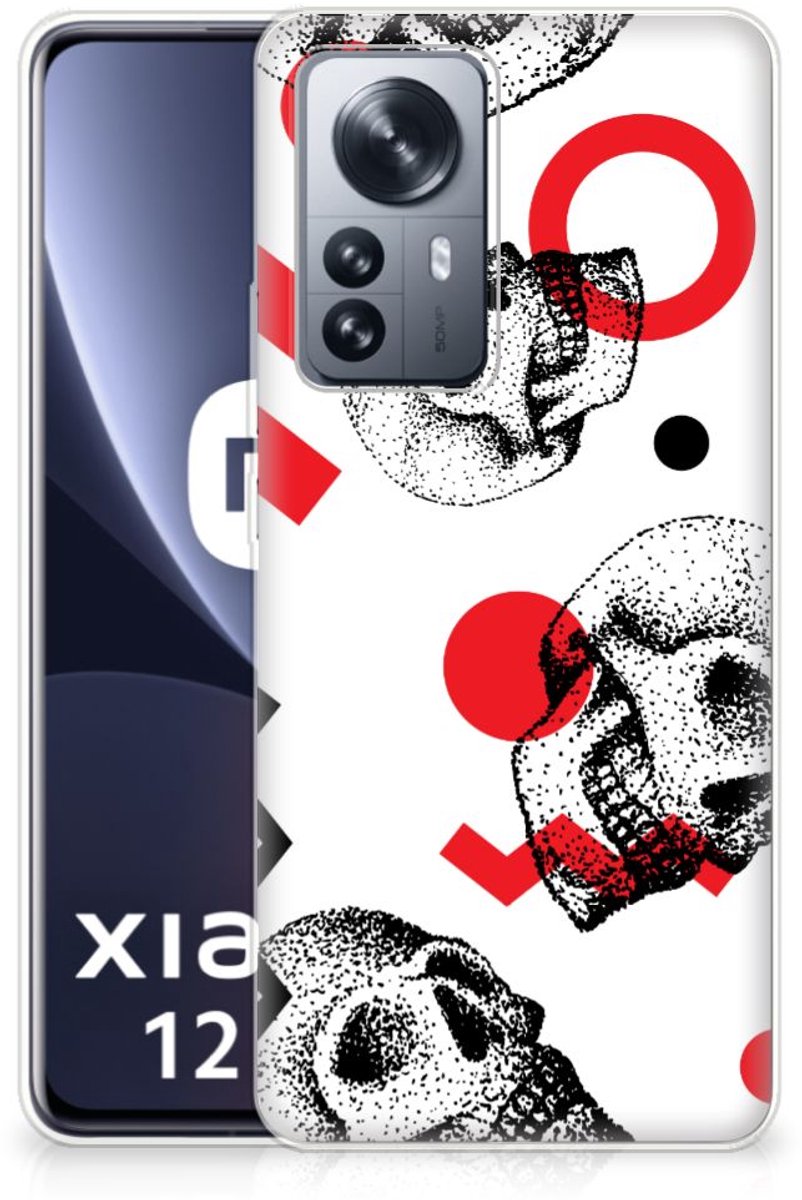 Back Cover voor Silicone Back Case Xiaomi 12 Pro Skull Red