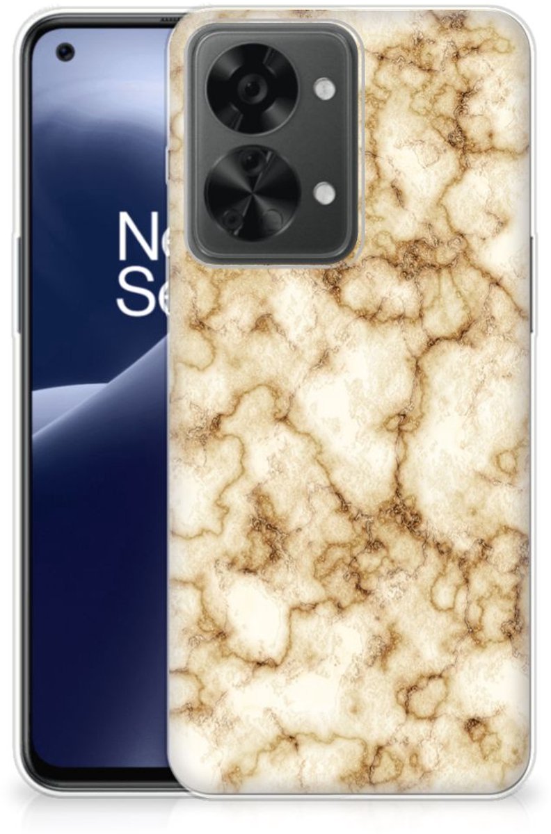 OnePlus Nord 2T TPU Siliconen Hoesje Marmer Goud