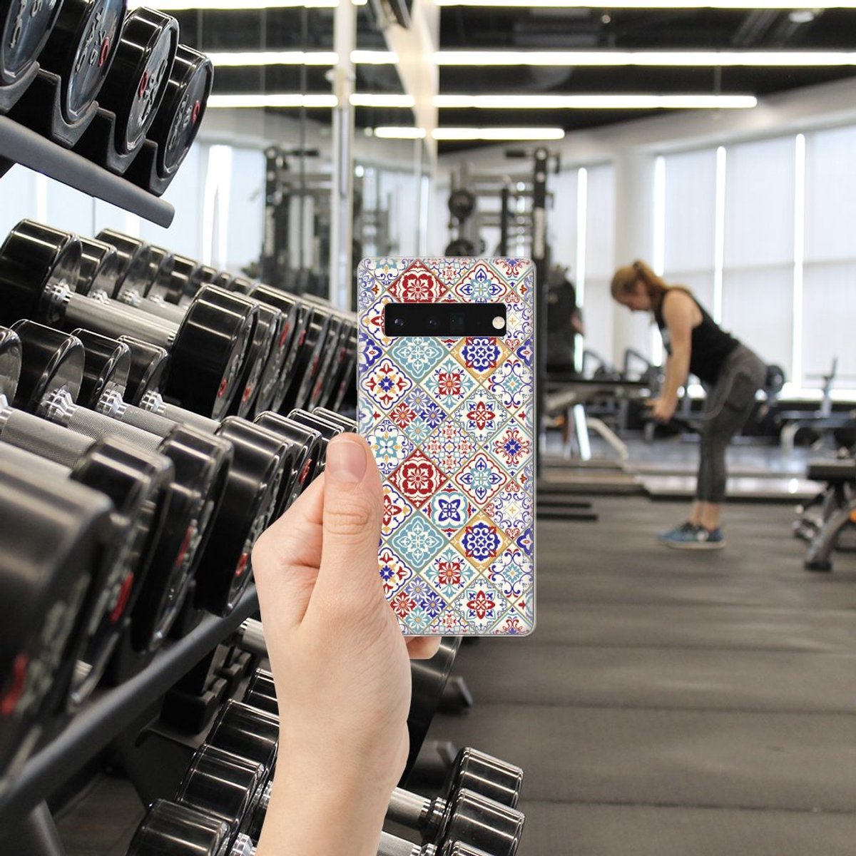 Google Pixel 6 Pro TPU Siliconen Hoesje Tiles Color