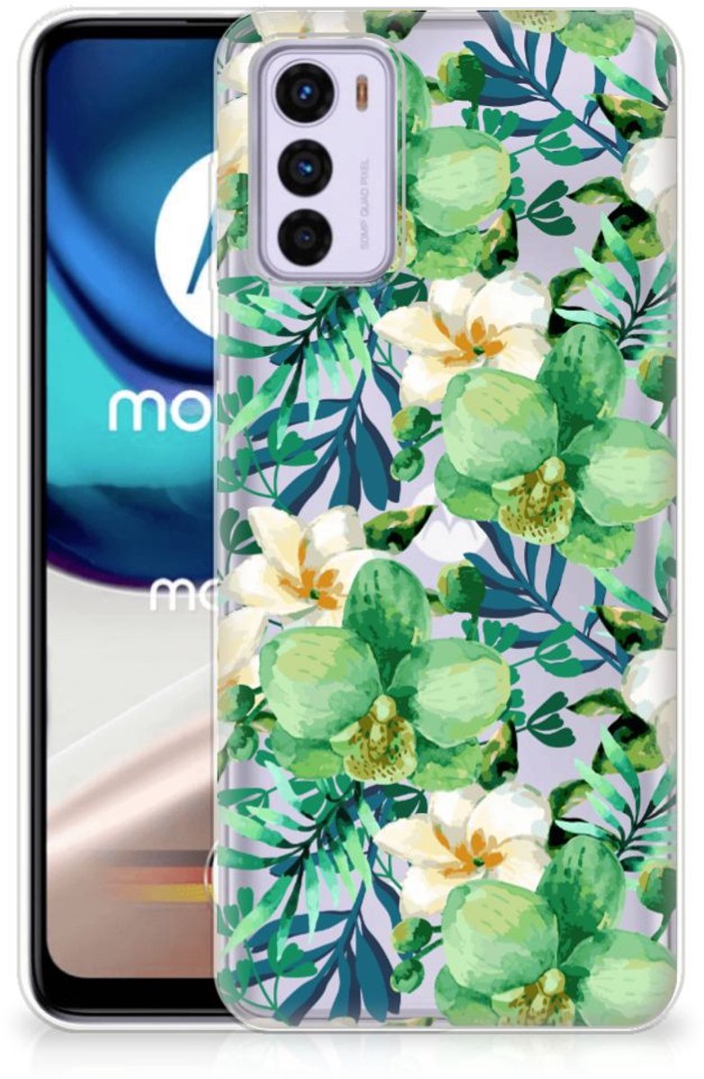 Back Cover voor Motorola Moto G42 TPU Case Orchidee Groen