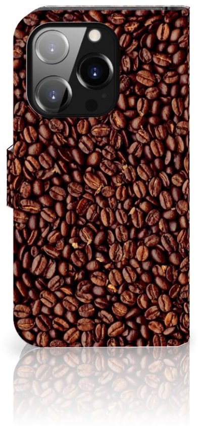 PU Premium Housse pour iPhone 14 Pro Portefeuille Grains De Café