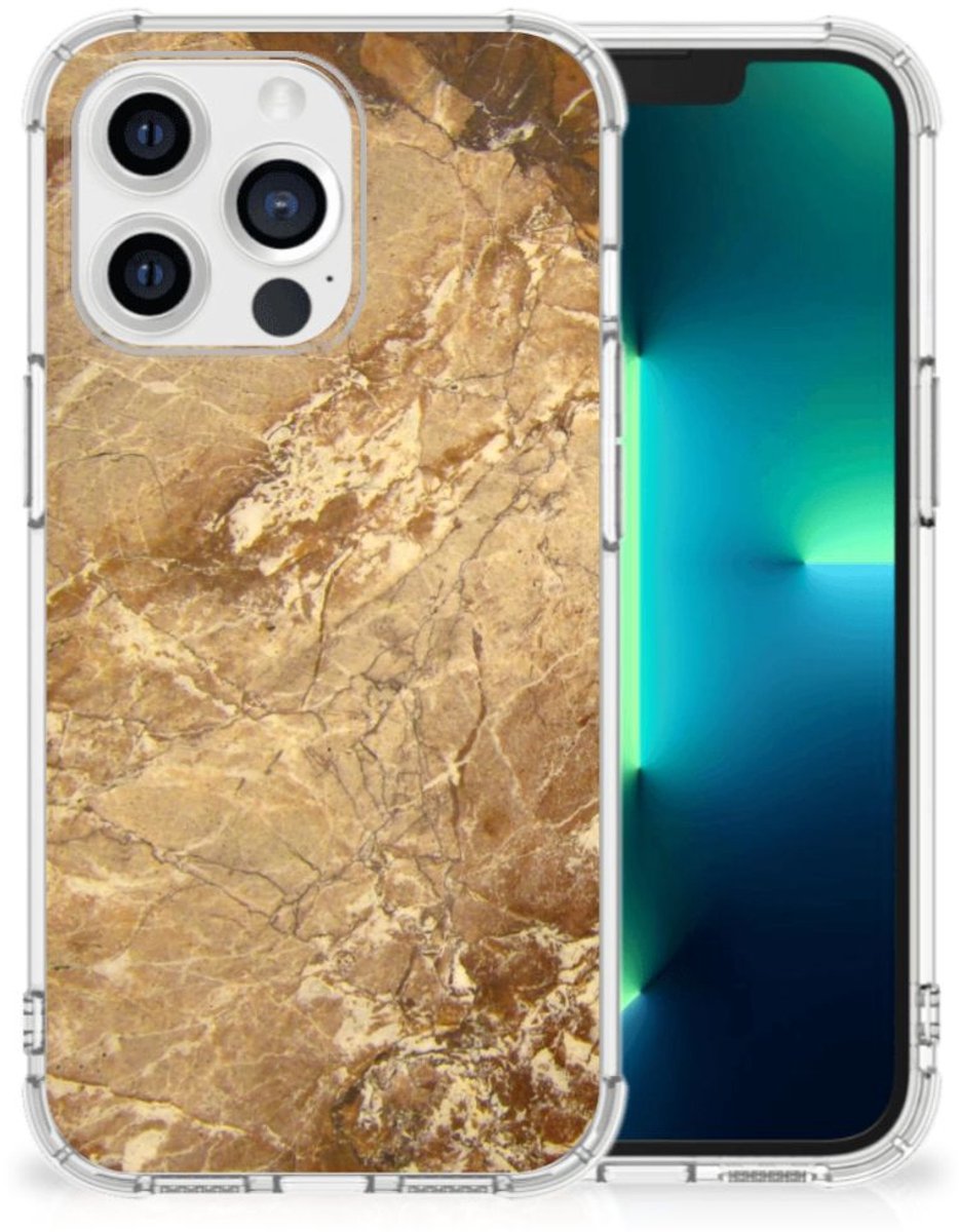 Apple iPhone 13 Pro Anti-Shock Hoesje Marmer Creme