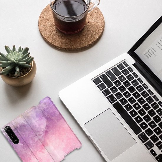 Belle coque de téléphone Sony Xperia 1 III Housse de Bookcase Pink violet peinture