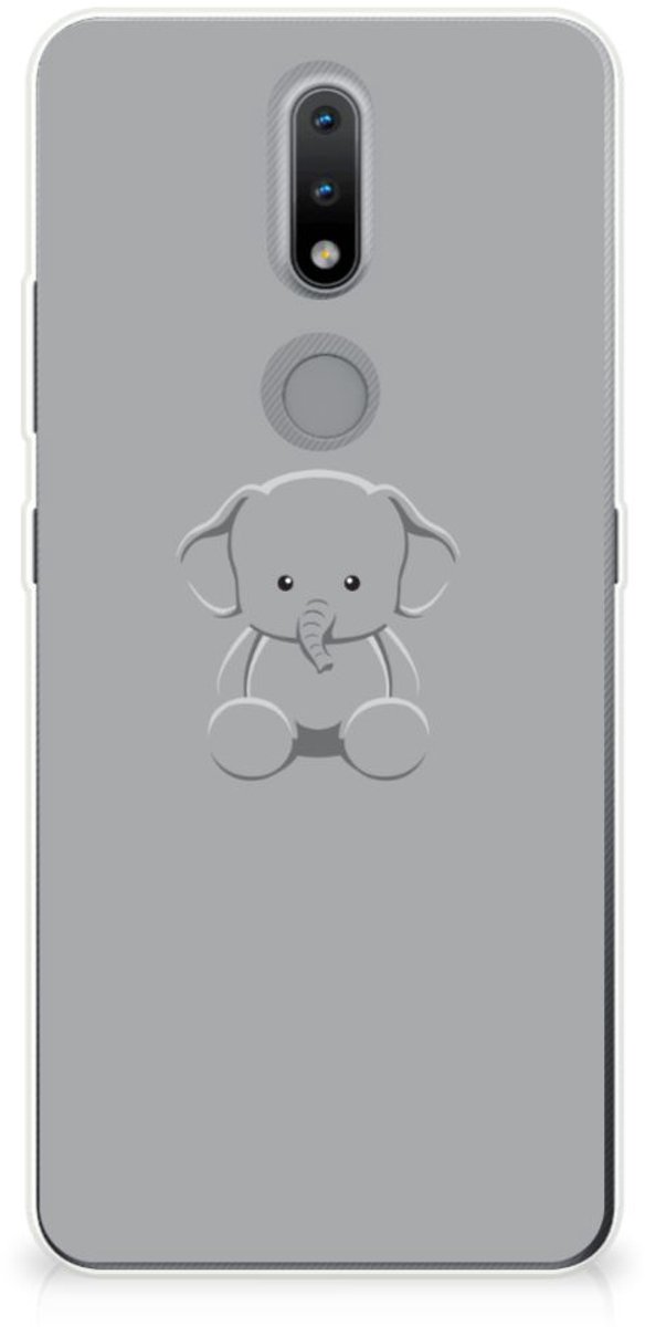 Nokia 2.4 Telefoonhoesje met Naam Grijs Baby Olifant
