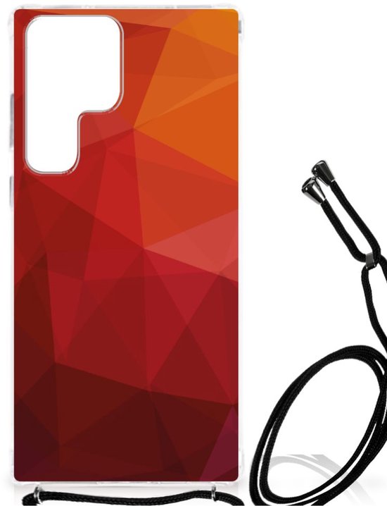 Coque Antichoc adaptée pour Samsung Galaxy S23 Ultra Polygon Rouge