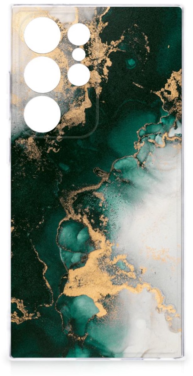 TPU Siliconen Hoesje voor Samsung Galaxy S24 Ultra Marmer Groen