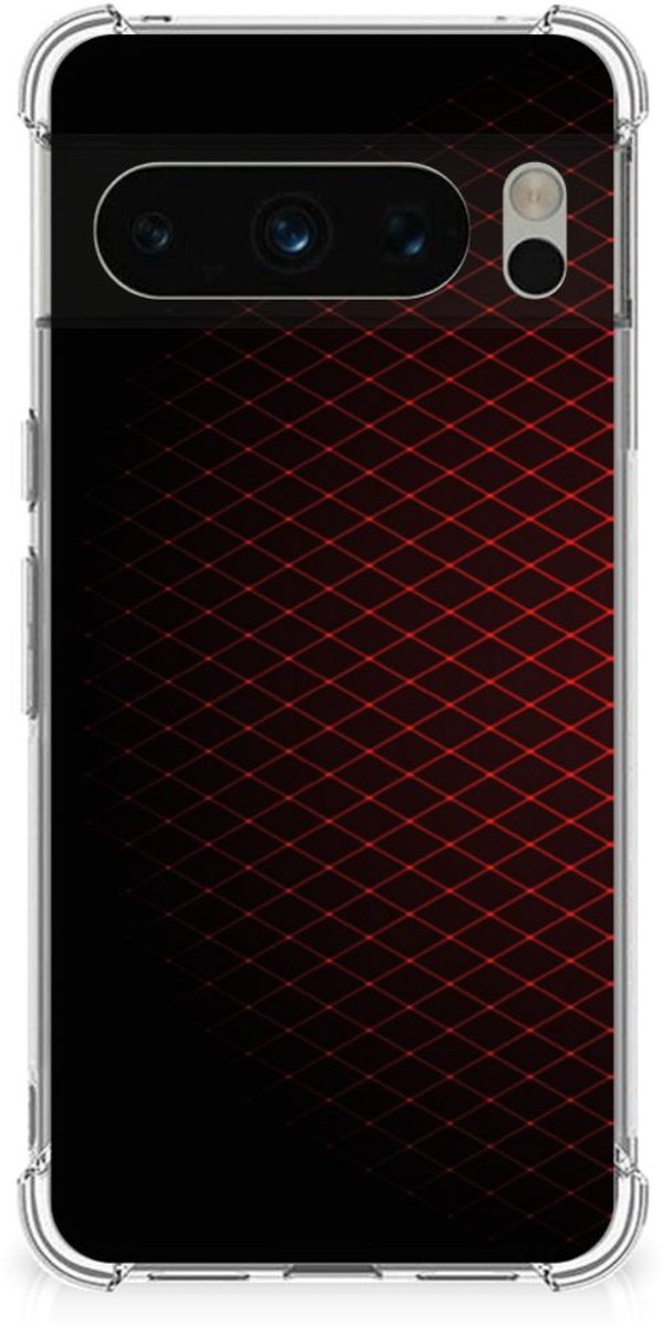 Google Pixel 8 Pro Doorzichtige Silicone Hoesje Geruit Rood